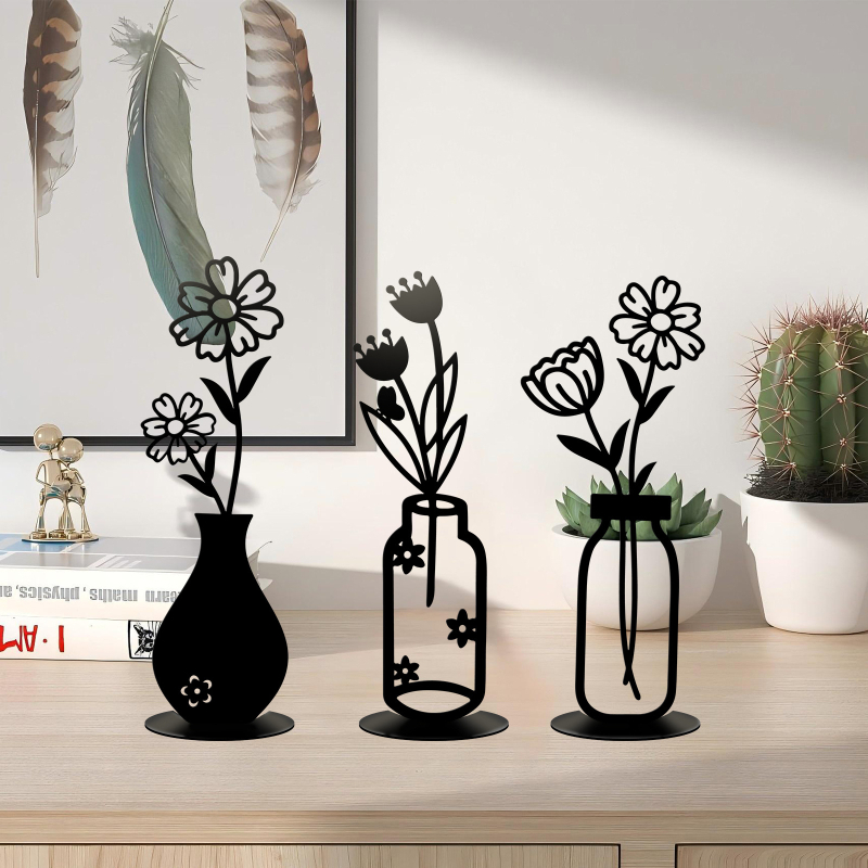 Nambowan fémből készült váza – falisziluetta a belső téri dekorációhoz otthonra és irodába, egyedi csomagolású PP zacskóban