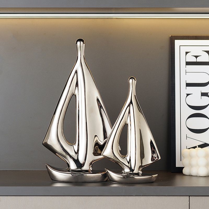 Κεραμικό διακοσμητικό καραβάκι, απλός και μοντέρνος σχεδιασμός, ηλεκτροπλατιωμένη επιφάνεια, δώρο γενεθλίων σε συμμαθητή