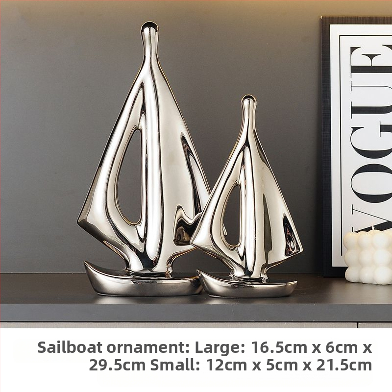 Κεραμικό διακοσμητικό καραβάκι, απλός και μοντέρνος σχεδιασμός, ηλεκτροπλατιωμένη επιφάνεια, δώρο γενεθλίων σε συμμαθητή