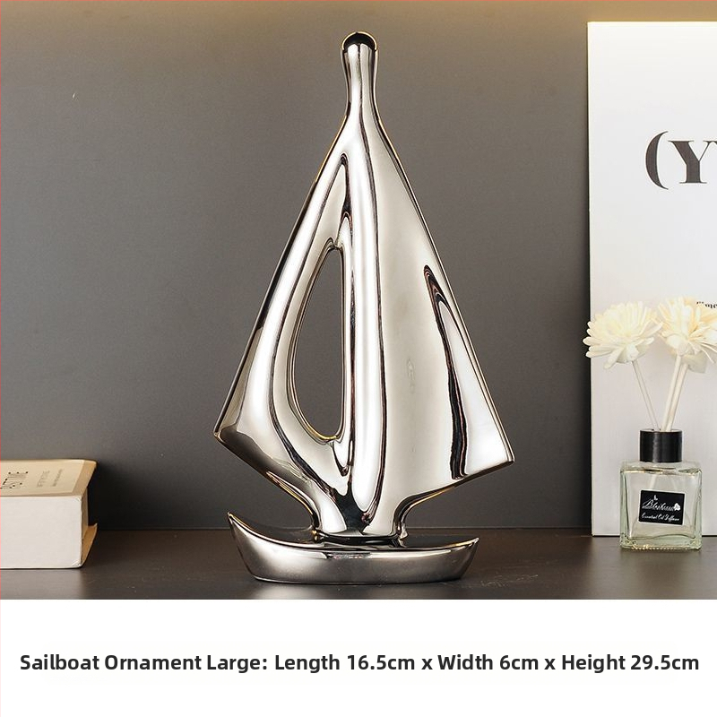 Κεραμικό διακοσμητικό καραβάκι, απλός και μοντέρνος σχεδιασμός, ηλεκτροπλατιωμένη επιφάνεια, δώρο γενεθλίων σε συμμαθητή