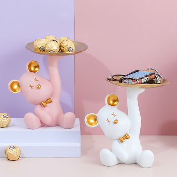 Десктоп поднос-орнамент с мотив мечка, от смола, за дневна стая и съхранение