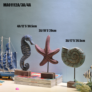 Paulownia drvene ukrasne figure u mediteranskom stilu, ručno izrezbarene: morski konj, školjka, morska zvijezda