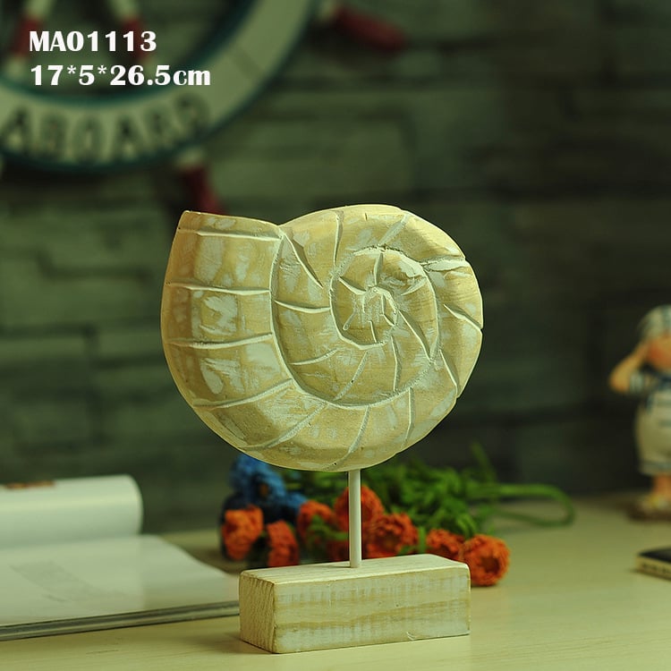 Paulownia drvene ukrasne figure u mediteranskom stilu, ručno izrezbarene: morski konj, školjka, morska zvijezda