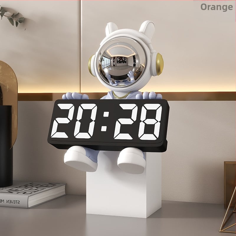 Αστροναύτης διακοσμητικό ρολόι με ψηφιακό ρολόι και θερμόμετρο — ρητίνη, απλός μοντέρνος στυλ, συναγερμός, μάρκα Donglei