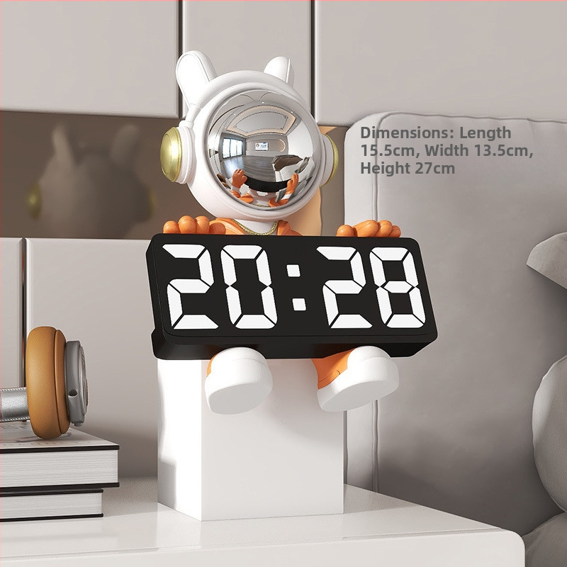 Αστροναύτης διακοσμητικό ρολόι με ψηφιακό ρολόι και θερμόμετρο — ρητίνη, απλός μοντέρνος στυλ, συναγερμός, μάρκα Donglei