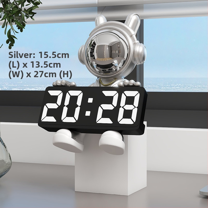Αστροναύτης διακοσμητικό ρολόι με ψηφιακό ρολόι και θερμόμετρο — ρητίνη, απλός μοντέρνος στυλ, συναγερμός, μάρκα Donglei