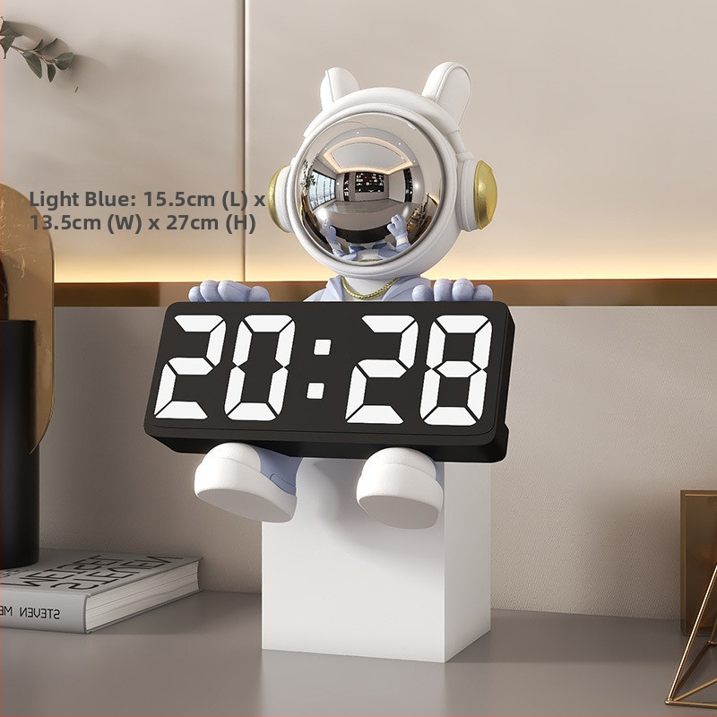 Αστροναύτης διακοσμητικό ρολόι με ψηφιακό ρολόι και θερμόμετρο — ρητίνη, απλός μοντέρνος στυλ, συναγερμός, μάρκα Donglei
