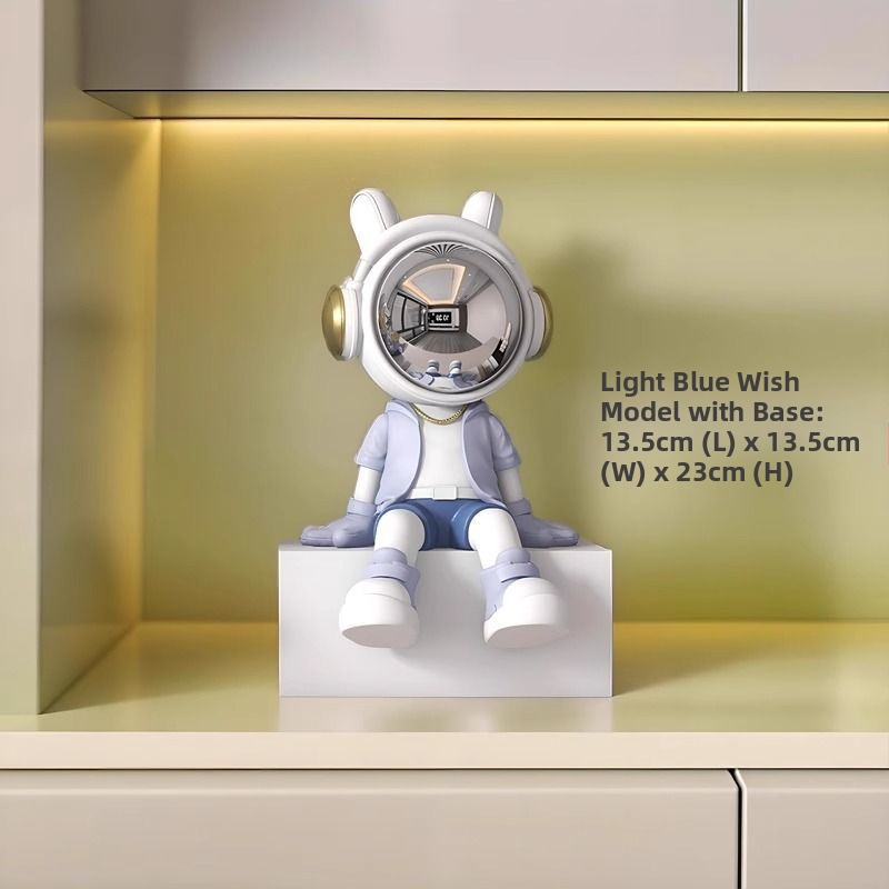 Αστροναύτης διακοσμητικό ρολόι με ψηφιακό ρολόι και θερμόμετρο — ρητίνη, απλός μοντέρνος στυλ, συναγερμός, μάρκα Donglei