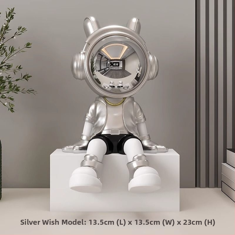 Αστροναύτης διακοσμητικό ρολόι με ψηφιακό ρολόι και θερμόμετρο — ρητίνη, απλός μοντέρνος στυλ, συναγερμός, μάρκα Donglei