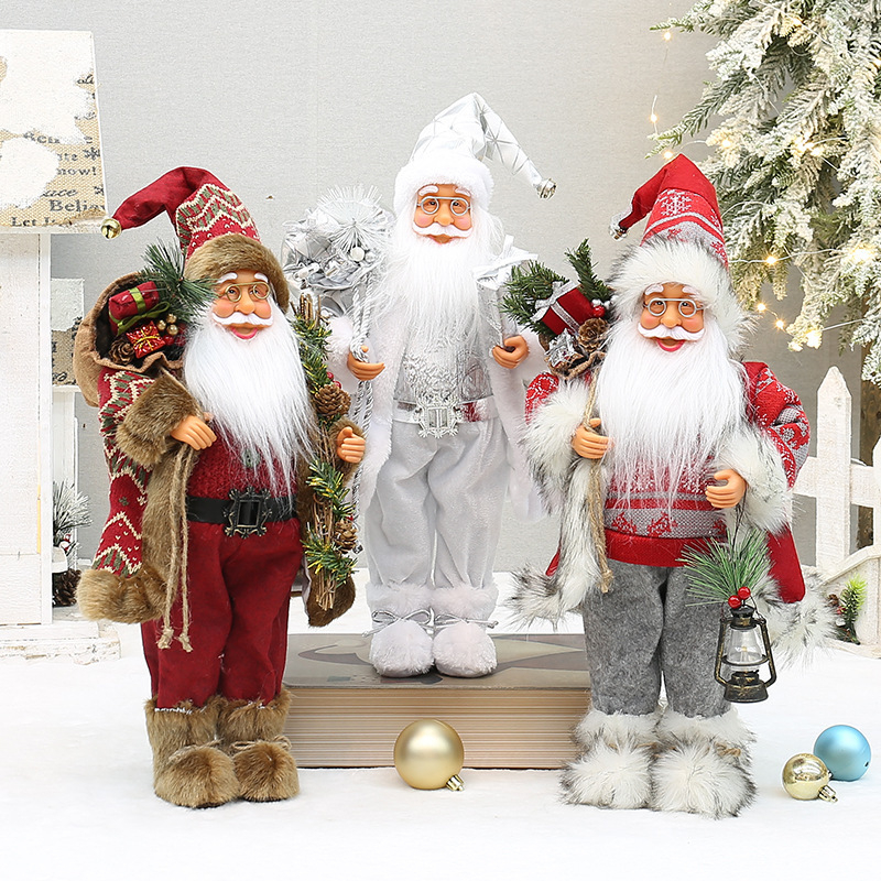 Stovinti Kalėdų senelio figūra, audinio medžiaga, OPP maišelyje įpakojimas, pusiau rankinis gaminimas, Kalėdinė dekoracija, Yiwu Figure Christmas prekės ženklas