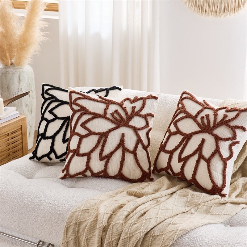 Pagalvės užvalkalas Nordic stiliaus su geometriniu floros raštu, poliesterio audinys, PP medvilnės užpildas