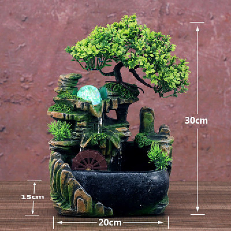 Десктоп фонтан-овлажнител с мини каменен водопад (Материал: синтетична смола; Стил: прост и модерен; Предназначение: рекламни подаръци)