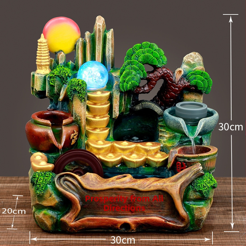 Десктоп фонтан-овлажнител с мини каменен водопад (Материал: синтетична смола; Стил: прост и модерен; Предназначение: рекламни подаръци)