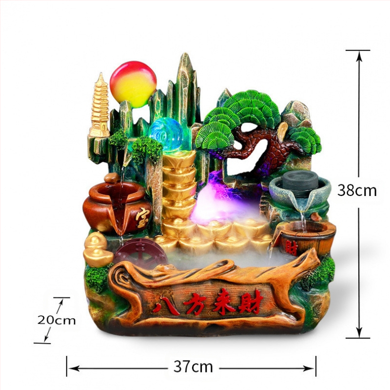 Десктоп фонтан-овлажнител с мини каменен водопад (Материал: синтетична смола; Стил: прост и модерен; Предназначение: рекламни подаръци)