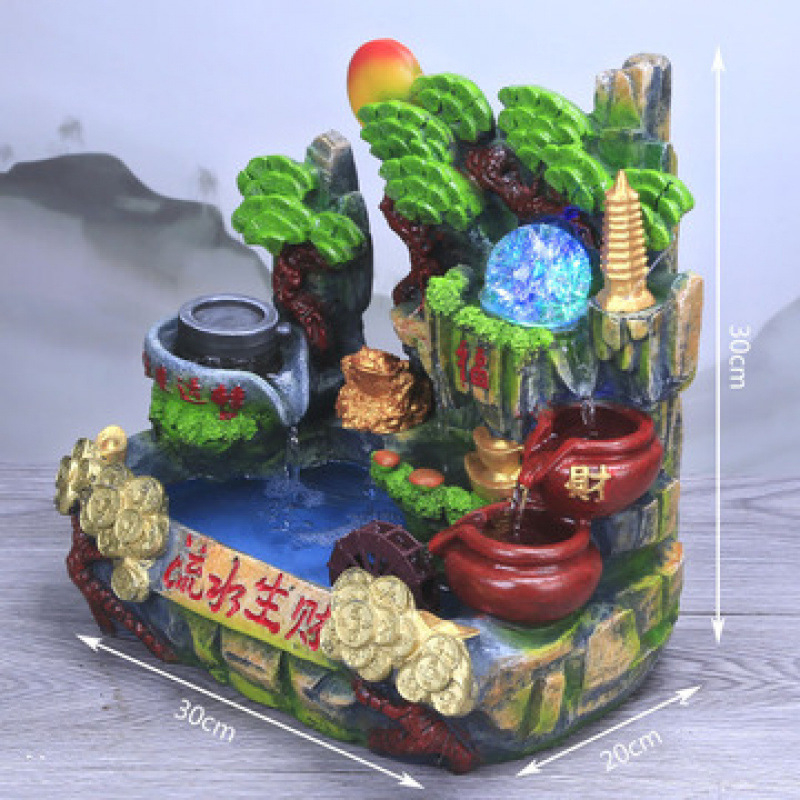 Десктоп фонтан-овлажнител с мини каменен водопад (Материал: синтетична смола; Стил: прост и модерен; Предназначение: рекламни подаръци)