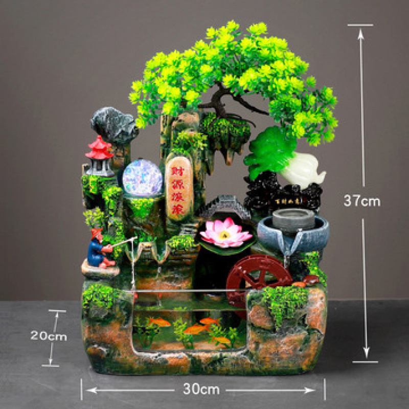 Десктоп фонтан-овлажнител с мини каменен водопад (Материал: синтетична смола; Стил: прост и модерен; Предназначение: рекламни подаръци)