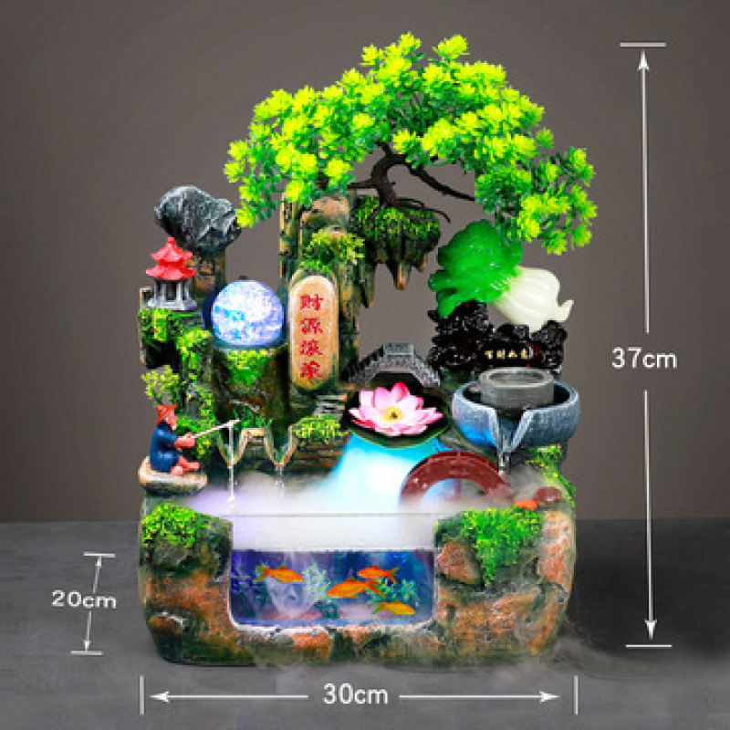 Десктоп фонтан-овлажнител с мини каменен водопад (Материал: синтетична смола; Стил: прост и модерен; Предназначение: рекламни подаръци)