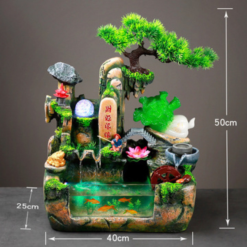 Десктоп фонтан-овлажнител с мини каменен водопад (Материал: синтетична смола; Стил: прост и модерен; Предназначение: рекламни подаръци)