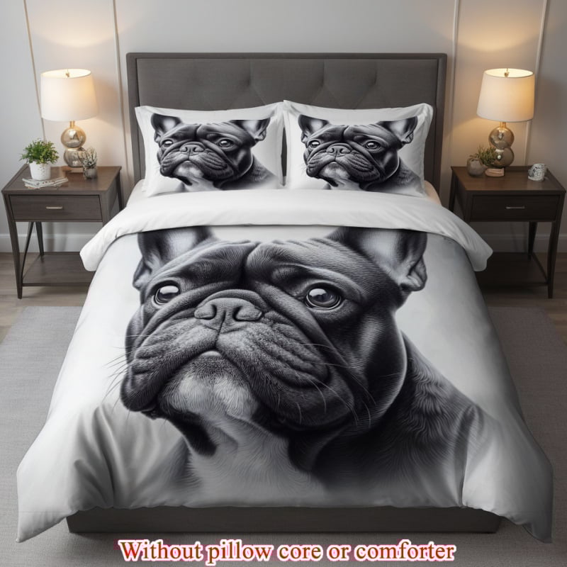 Trīsdzēļu gultas veļas komplekts suņiem ar digitālo drukāšanu, karikatūras motīvs, ziemeļu stils, 90 g/m², pirmās klases kvalitāte