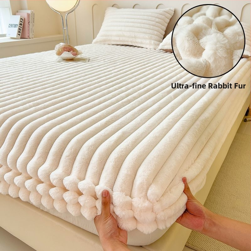 Guminė paklodė iš koralų fliso, pamuštas flisiu, twill audinys, dryžių arba vienspalvis raštas, Korėjos stilius