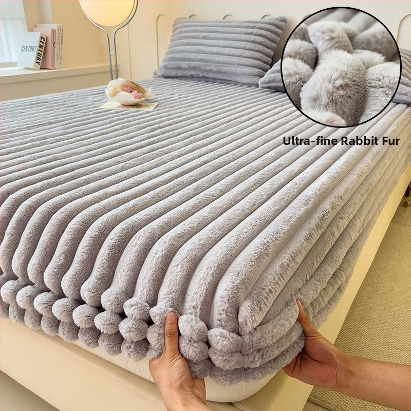 Guminė paklodė iš koralų fliso, pamuštas flisiu, twill audinys, dryžių arba vienspalvis raštas, Korėjos stilius