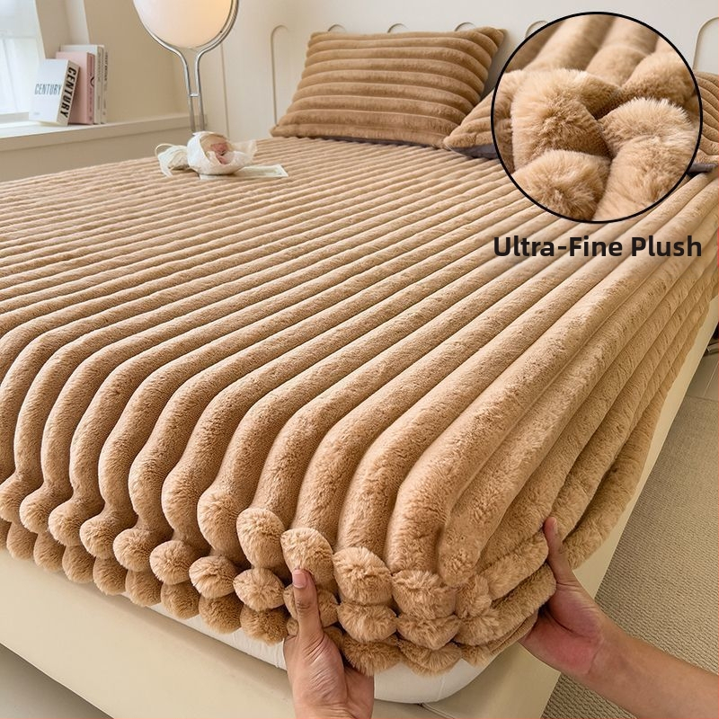 Guminė paklodė iš koralų fliso, pamuštas flisiu, twill audinys, dryžių arba vienspalvis raštas, Korėjos stilius