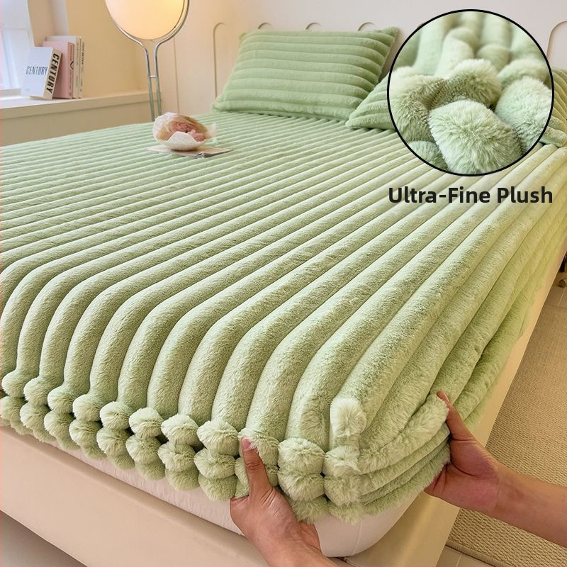 Guminė paklodė iš koralų fliso, pamuštas flisiu, twill audinys, dryžių arba vienspalvis raštas, Korėjos stilius