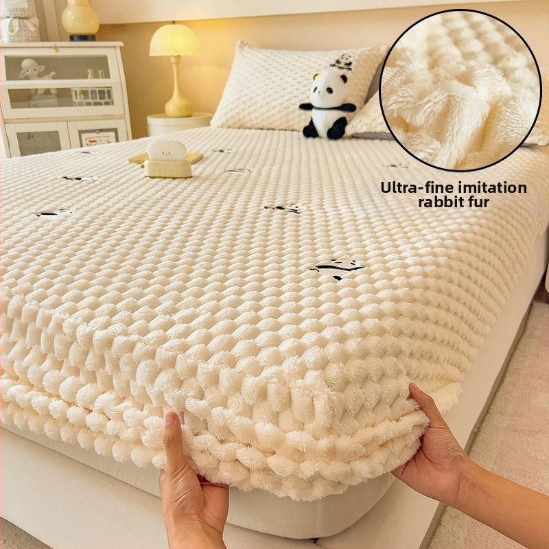 Guminė paklodė iš koralų fliso, pamuštas flisiu, twill audinys, dryžių arba vienspalvis raštas, Korėjos stilius