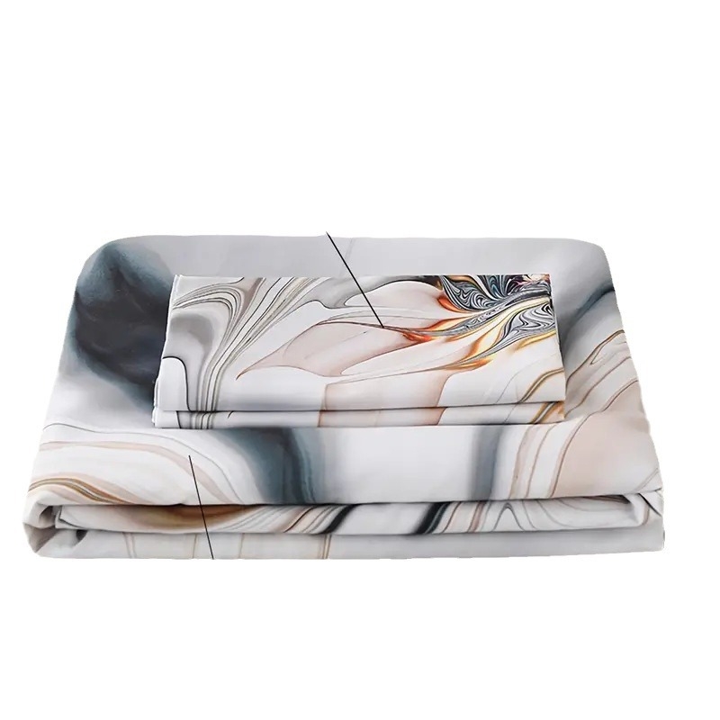 3D digitālās drukas gultas pārklājuma komplekts ar ziedu rakstu, nordiskais stils, materiāls: ķīmiskās šķiedras, trīs daļu komplekts