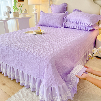 Chenxuan poliesterio quilted lovos uždanga komplektas, princesės stilius, vienos spalvos, viešbučio stilius