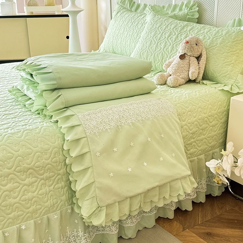 Chenxuan poliesterio quilted lovos uždanga komplektas, princesės stilius, vienos spalvos, viešbučio stilius