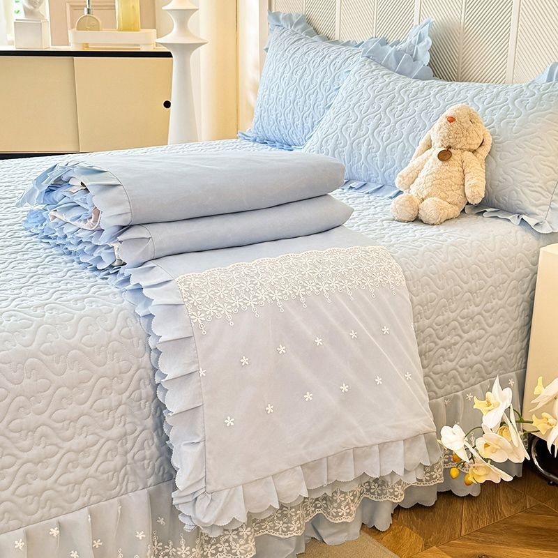 Chenxuan poliesterio quilted lovos uždanga komplektas, princesės stilius, vienos spalvos, viešbučio stilius