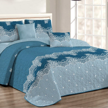 Triju dažu gultas pārklājs komplekts ar quiltētu ģeometrisko rakstu, elpojošs, mazgājams veļas mašīnā, piemērots 1,8 m gultai