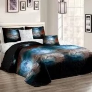 Triju dažu gultas pārklājs komplekts ar quiltētu ģeometrisko rakstu, elpojošs, mazgājams veļas mašīnā, piemērots 1,8 m gultai