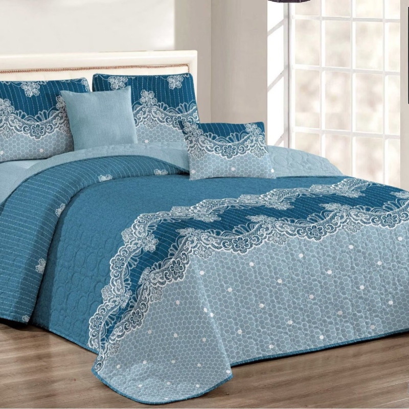 Triju dažu gultas pārklājs komplekts ar quiltētu ģeometrisko rakstu, elpojošs, mazgājams veļas mašīnā, piemērots 1,8 m gultai