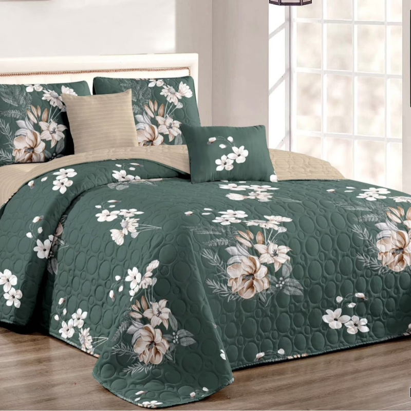 Triju dažu gultas pārklājs komplekts ar quiltētu ģeometrisko rakstu, elpojošs, mazgājams veļas mašīnā, piemērots 1,8 m gultai