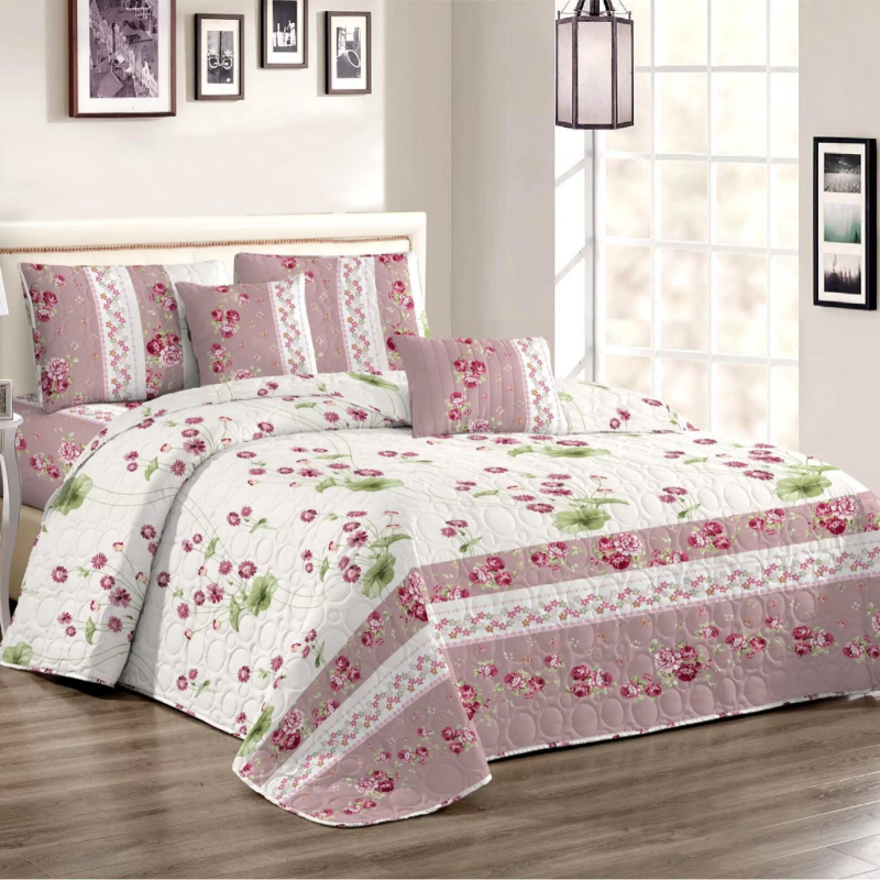 Triju dažu gultas pārklājs komplekts ar quiltētu ģeometrisko rakstu, elpojošs, mazgājams veļas mašīnā, piemērots 1,8 m gultai