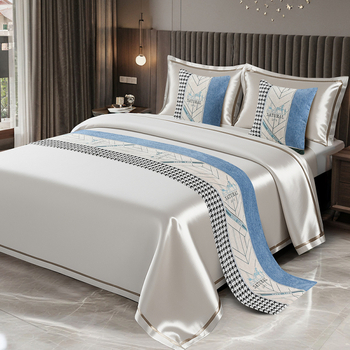 Dekoratyvinė lovos pledas su geometriniu abstrakčiu raštu, poliesteris, viešbučio stilius, premium gaminys