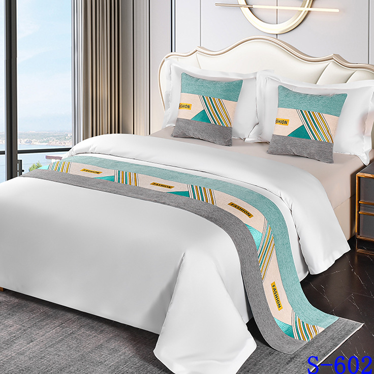 Dekoratyvinė lovos pledas su geometriniu abstrakčiu raštu, poliesteris, viešbučio stilius, premium gaminys