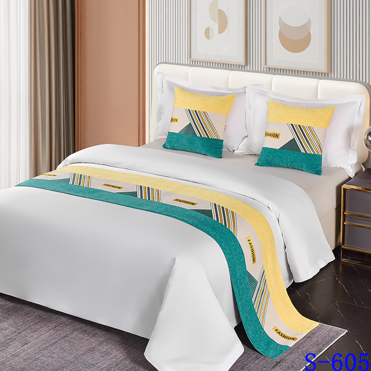 Dekoratyvinė lovos pledas su geometriniu abstrakčiu raštu, poliesteris, viešbučio stilius, premium gaminys