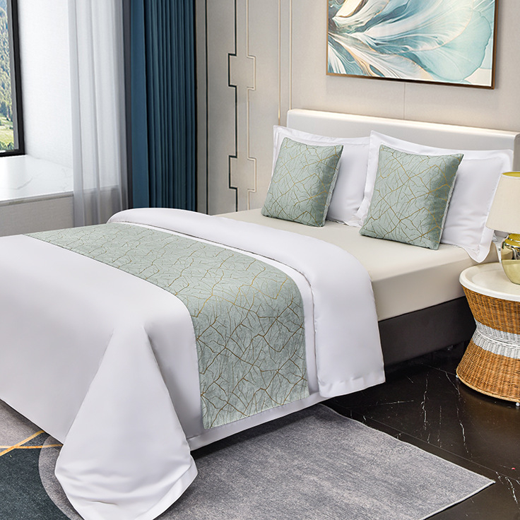 Dekoratyvinė lovos pledas su geometriniu abstrakčiu raštu, poliesteris, viešbučio stilius, premium gaminys