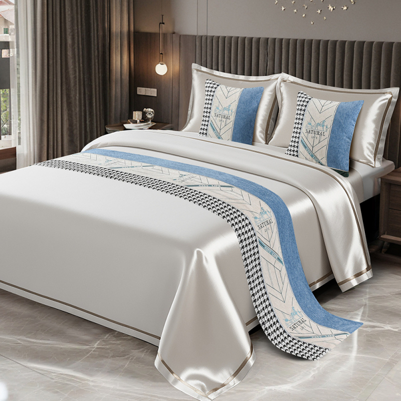 Dekoratyvinė lovos pledas su geometriniu abstrakčiu raštu, poliesteris, viešbučio stilius, premium gaminys