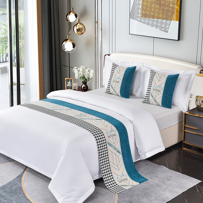 Dekoratyvinė lovos pledas su geometriniu abstrakčiu raštu, poliesteris, viešbučio stilius, premium gaminys
