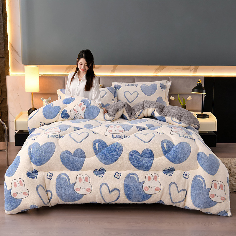 Téli kétoldalas báránybőr velúr paplan, Snowflake és Milk Velvet mintázat, 3,5–4 kg, töltet: kémiai rost, testreszabás elérhető