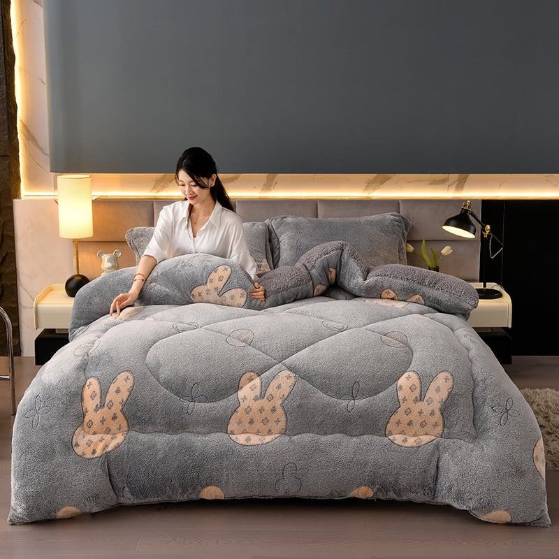 Téli kétoldalas báránybőr velúr paplan, Snowflake és Milk Velvet mintázat, 3,5–4 kg, töltet: kémiai rost, testreszabás elérhető