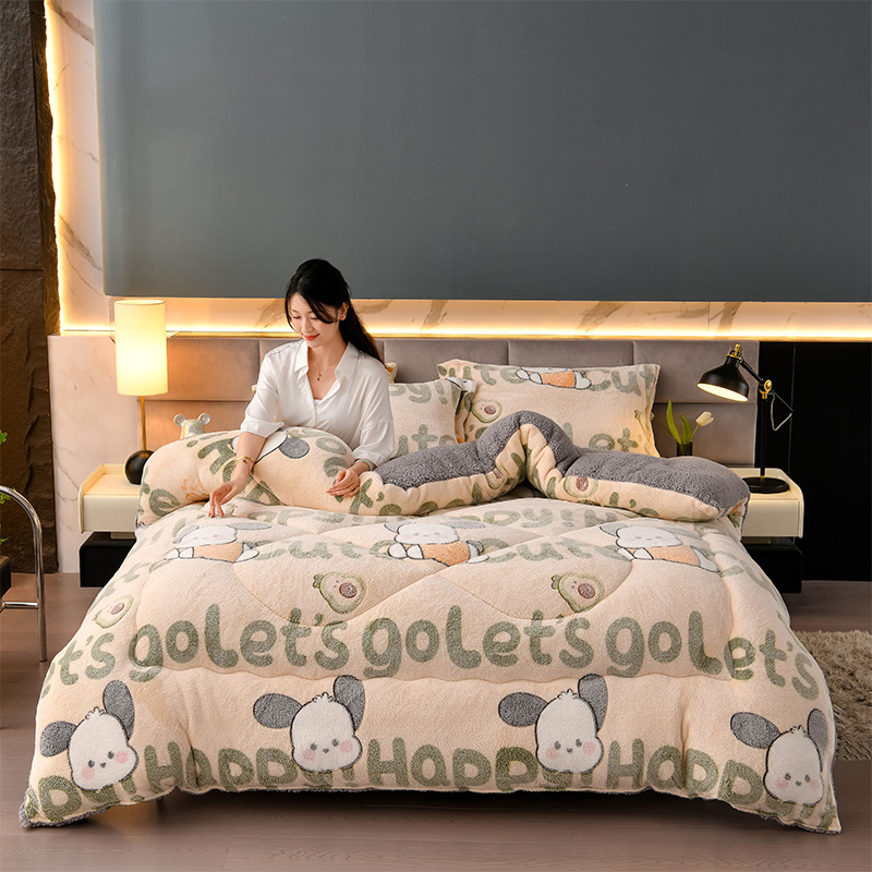 Téli kétoldalas báránybőr velúr paplan, Snowflake és Milk Velvet mintázat, 3,5–4 kg, töltet: kémiai rost, testreszabás elérhető