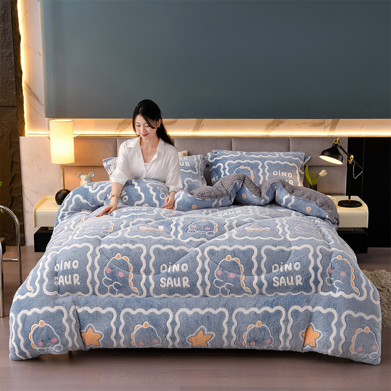 Téli kétoldalas báránybőr velúr paplan, Snowflake és Milk Velvet mintázat, 3,5–4 kg, töltet: kémiai rost, testreszabás elérhető