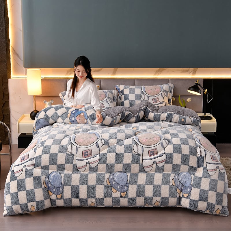 Téli kétoldalas báránybőr velúr paplan, Snowflake és Milk Velvet mintázat, 3,5–4 kg, töltet: kémiai rost, testreszabás elérhető