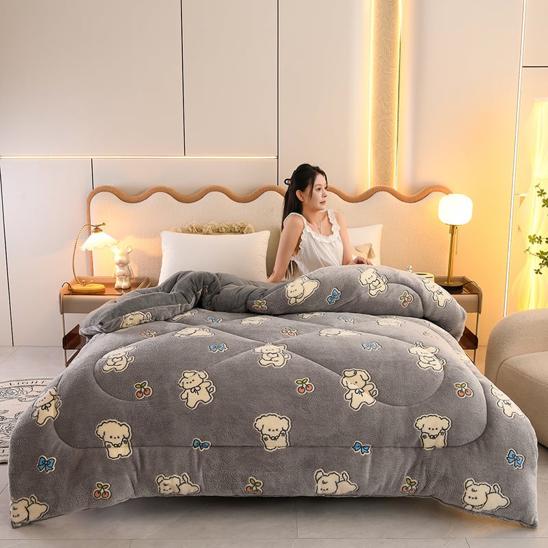 Téli kétoldalas báránybőr velúr paplan, Snowflake és Milk Velvet mintázat, 3,5–4 kg, töltet: kémiai rost, testreszabás elérhető