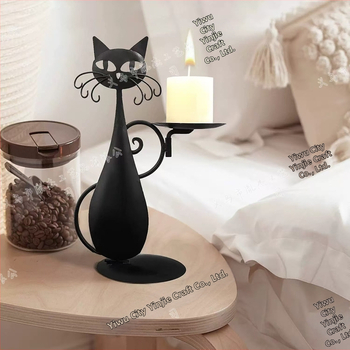 Μεταλλικό κηροπήγιο σε σχήμα γάτας, μοντέρνος μινιμαλιστικός σχεδιασμός, διακόσμηση για οικία και γραφείο